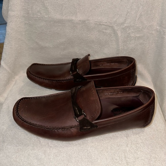 Salvatore Ferragamo GRAND PRIX Leather Bit Driver. Men’s Size 10EE Hickory Cafe - Picture 2 of 6